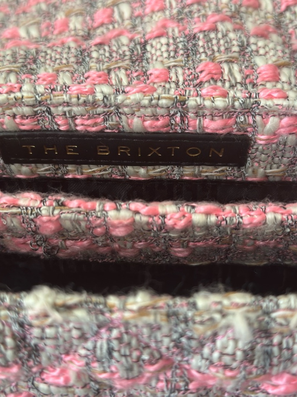 Kurt Geiger London “The Brixton” Tweed Chain Shoulder Bag – Pink & Gray Bouclé - Picture 2 of 9